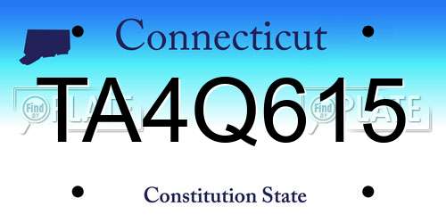 TA4Q615 Connecticut License Plate