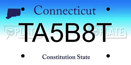 TA5B8T Connecticut License Plate
