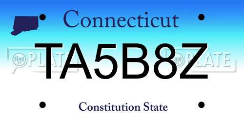 TA5B8Z Connecticut License Plate