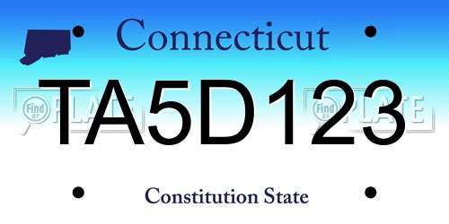 TA5D123 Connecticut License Plate