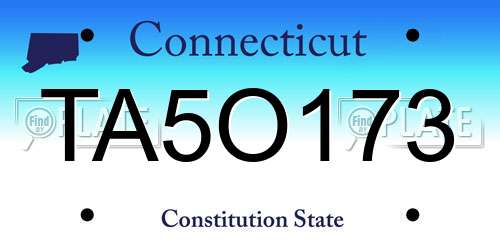 TA5O173 Connecticut License Plate