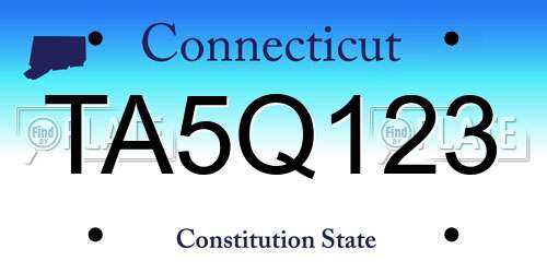 TA5Q123 Connecticut License Plate