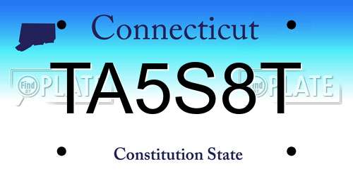 TA5S8T Connecticut License Plate