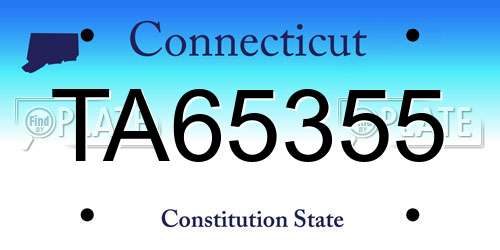 TA65355 Connecticut License Plate