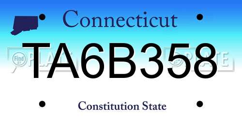 TA6B358 Connecticut License Plate
