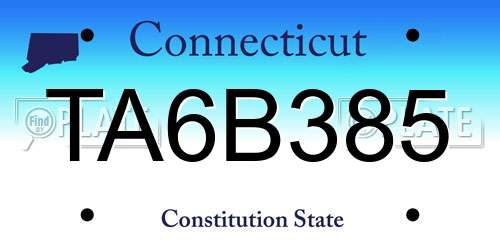 TA6B385 Connecticut License Plate