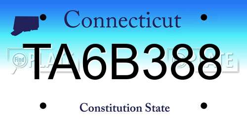 TA6B388 Connecticut License Plate