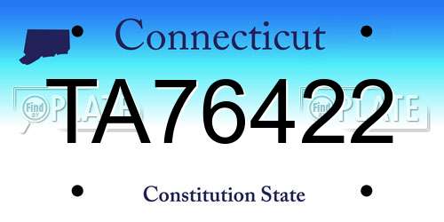 TA76422 Connecticut License Plate