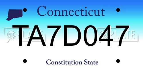 TA7D047 Connecticut License Plate
