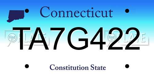 TA7G422 Connecticut License Plate