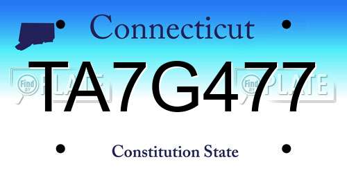 TA7G477 Connecticut License Plate