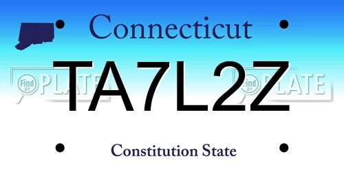 TA7L2Z Connecticut License Plate