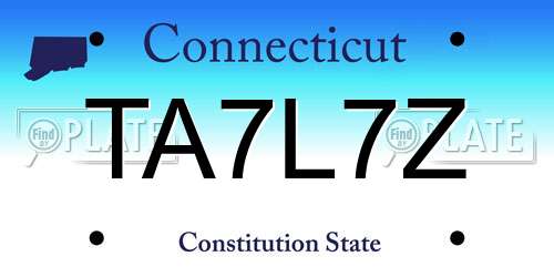 TA7L7Z Connecticut License Plate