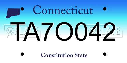 TA7O042 Connecticut License Plate
