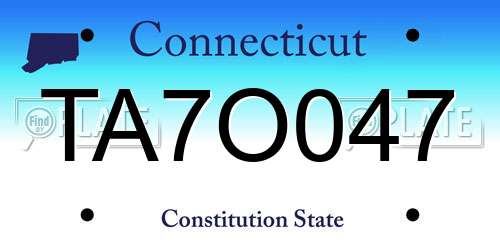 TA7O047 Connecticut License Plate