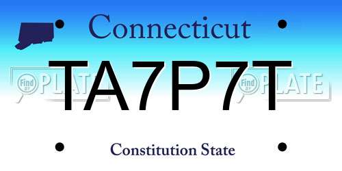 TA7P7T Connecticut License Plate