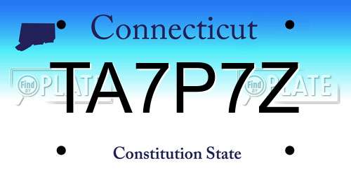 TA7P7Z Connecticut License Plate
