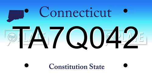 TA7Q042 Connecticut License Plate