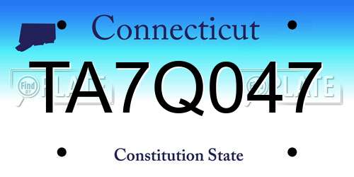 TA7Q047 Connecticut License Plate