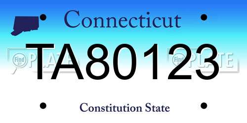 TA80123 Connecticut License Plate