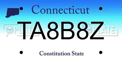 TA8B8Z Connecticut License Plate