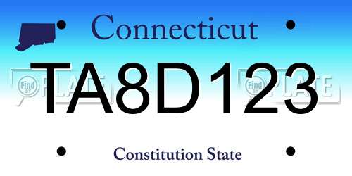 TA8D123 Connecticut License Plate