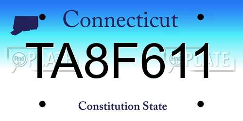 TA8F611 Connecticut License Plate