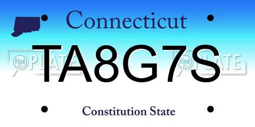 TA8G7S Connecticut License Plate