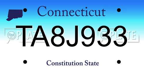 TA8J933 Connecticut License Plate