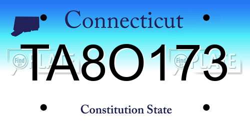 TA8O173 Connecticut License Plate