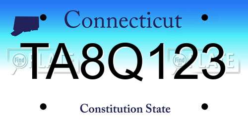 TA8Q123 Connecticut License Plate