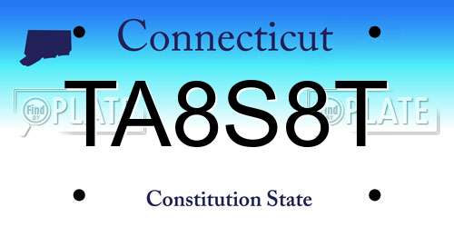 TA8S8T Connecticut License Plate