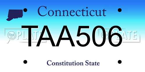 TAA506 Connecticut License Plate