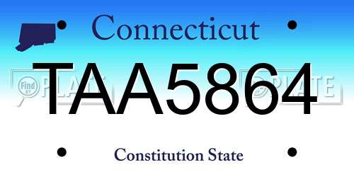 TAA5864 Connecticut License Plate