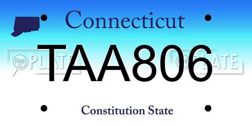TAA806 Connecticut License Plate