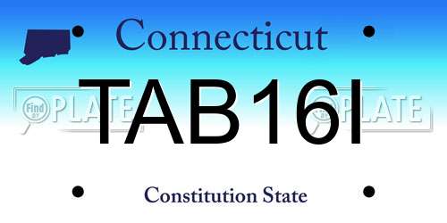 TAB16I Connecticut License Plate