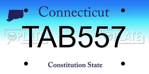 TAB557 Connecticut License Plate