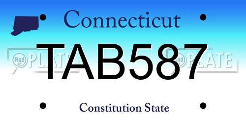 TAB587 Connecticut License Plate
