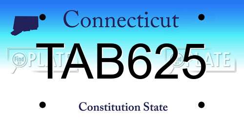 TAB625 Connecticut License Plate
