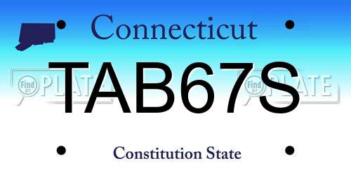 TAB67S Connecticut License Plate