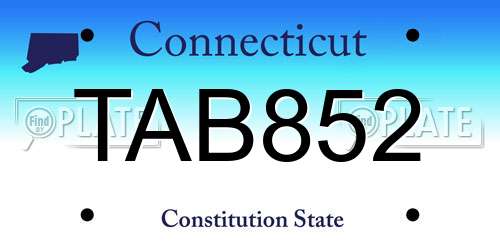 TAB852 Connecticut License Plate