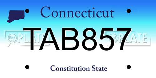 TAB857 Connecticut License Plate