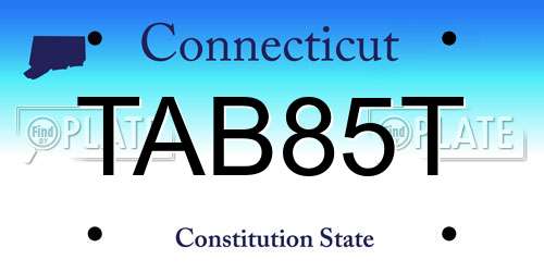 TAB85T Connecticut License Plate