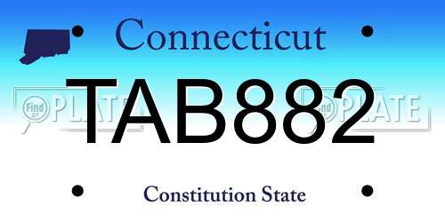TAB882 Connecticut License Plate