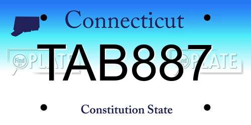 TAB887 Connecticut License Plate