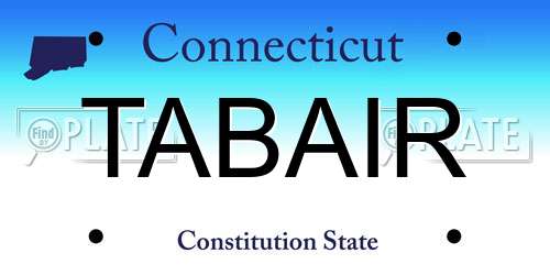 TABAIR Connecticut License Plate