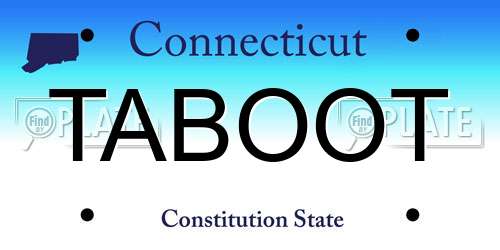 TABOOT Connecticut License Plate