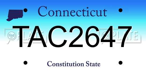 TAC2647 Connecticut License Plate