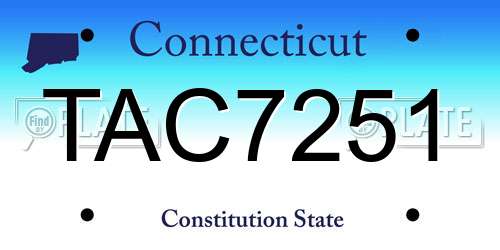 TAC7251 Connecticut License Plate