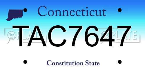 TAC7647 Connecticut License Plate